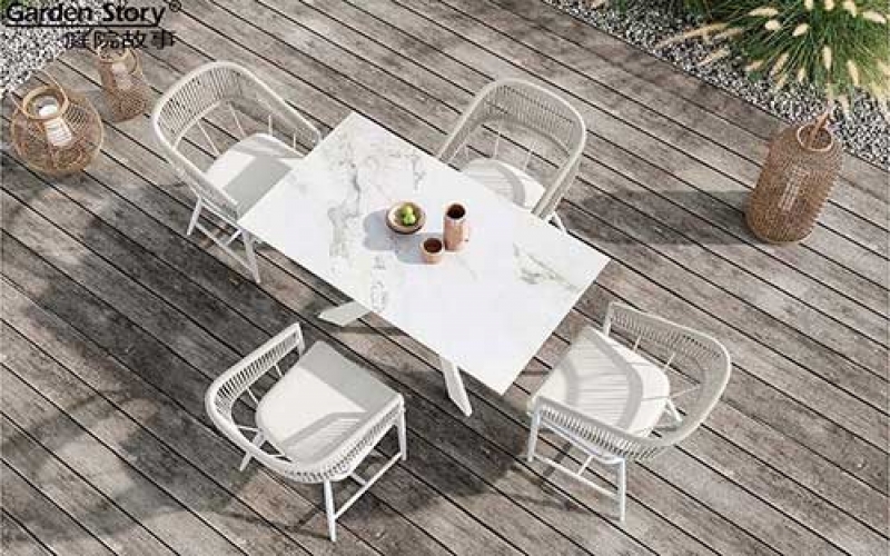 Outdoor leisure rock board dining table and chairs