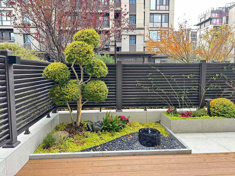 Courtyard tables and chairs on the first floor of the real estate