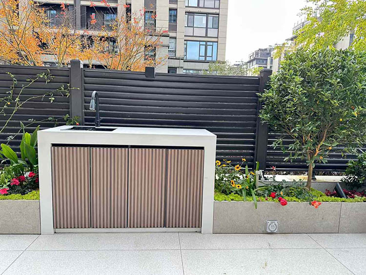 Courtyard tables and chairs on the first floor of the real estate